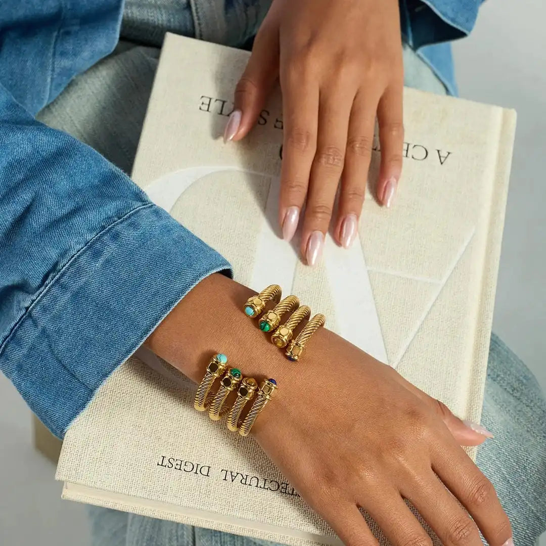 Vintage Gold Adjustable Gemstone Bracelet