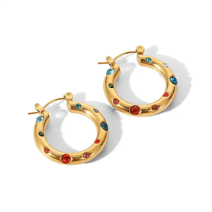 Glistening Gold Zircon Circle Hoop Earrings