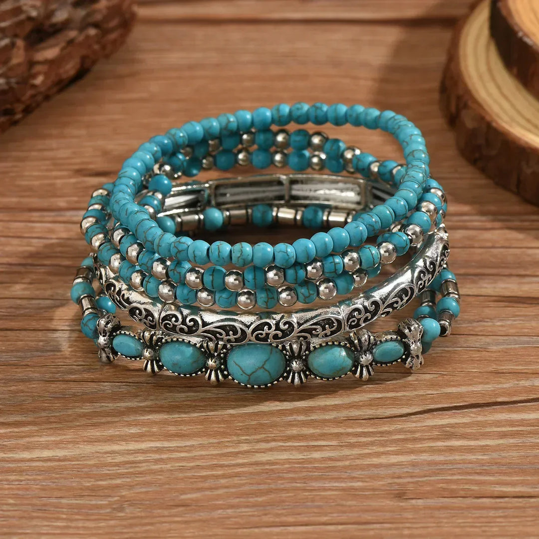 Bohemian-Inspired Turquoise Bead Bracelet Collection