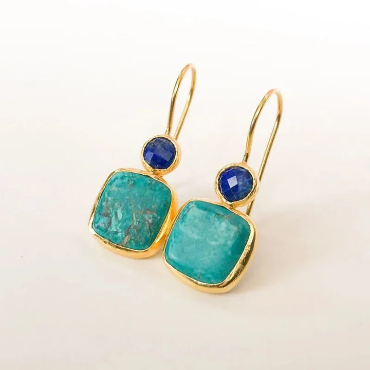 Chic Square Turquoise Inlaid Earrings