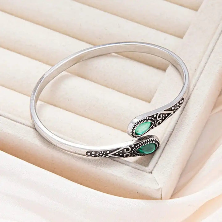 Retro Bracelet Featuring Vibrant Gemstones and Tribal Motifs