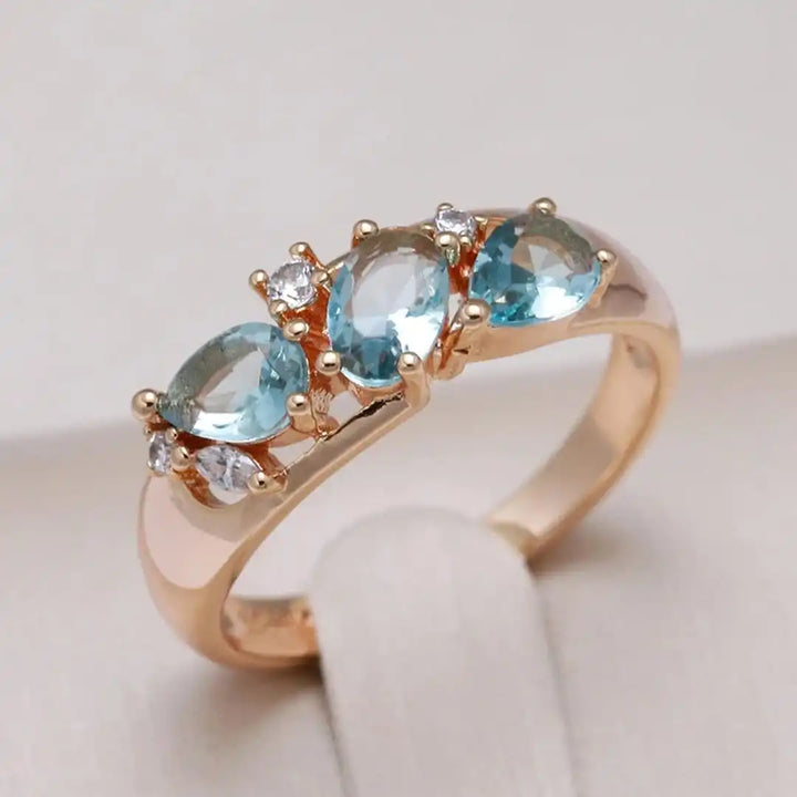 Antique Rose Gold Blue Zircon Band