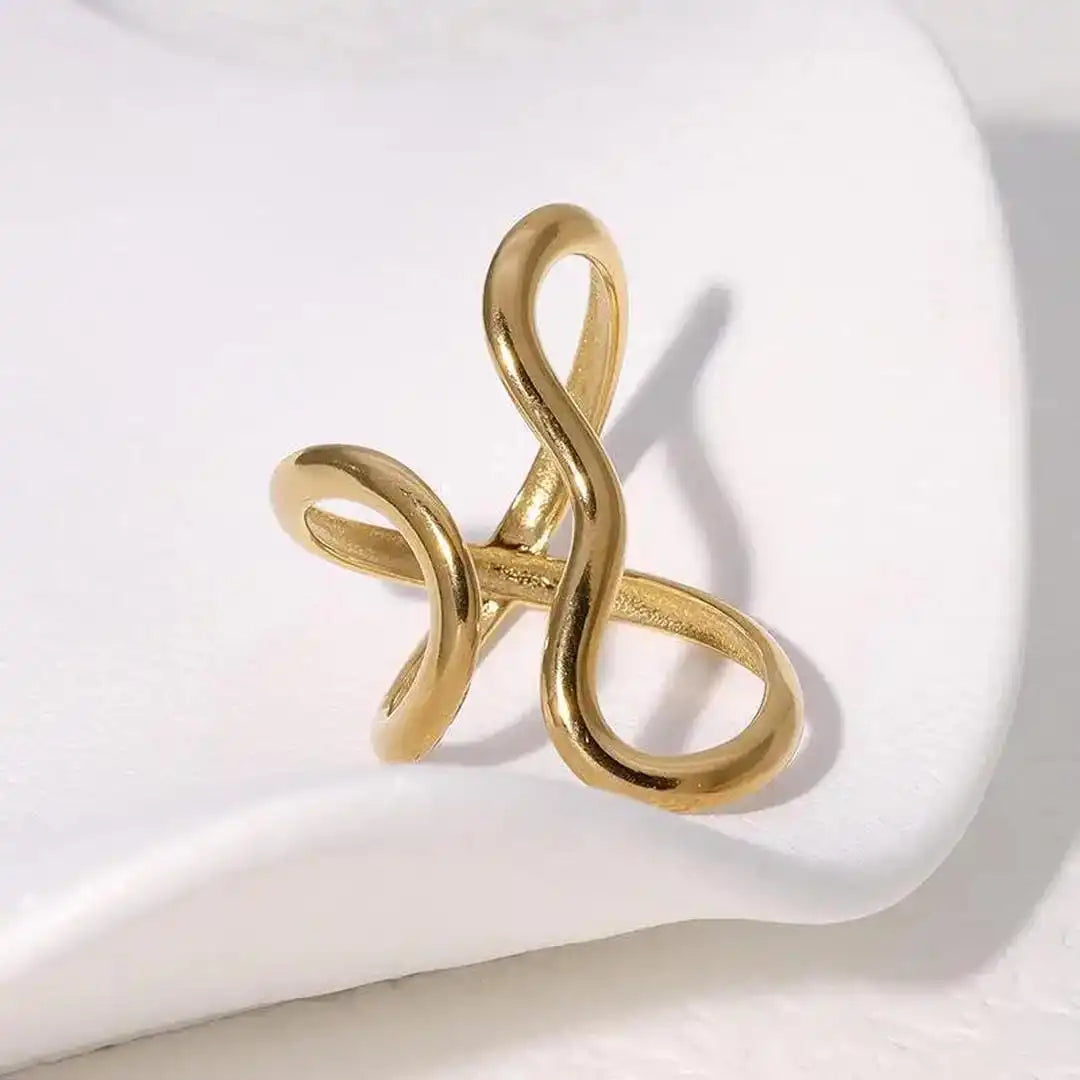 Adjustable Golden Charm Ring