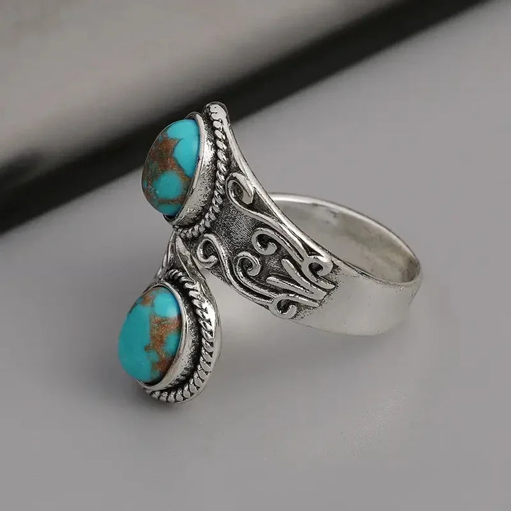 Charming Retro Turquoise Cross Band Ring