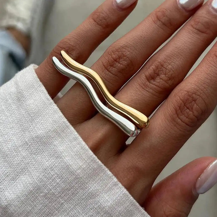 Sleek Golden Branch Ring