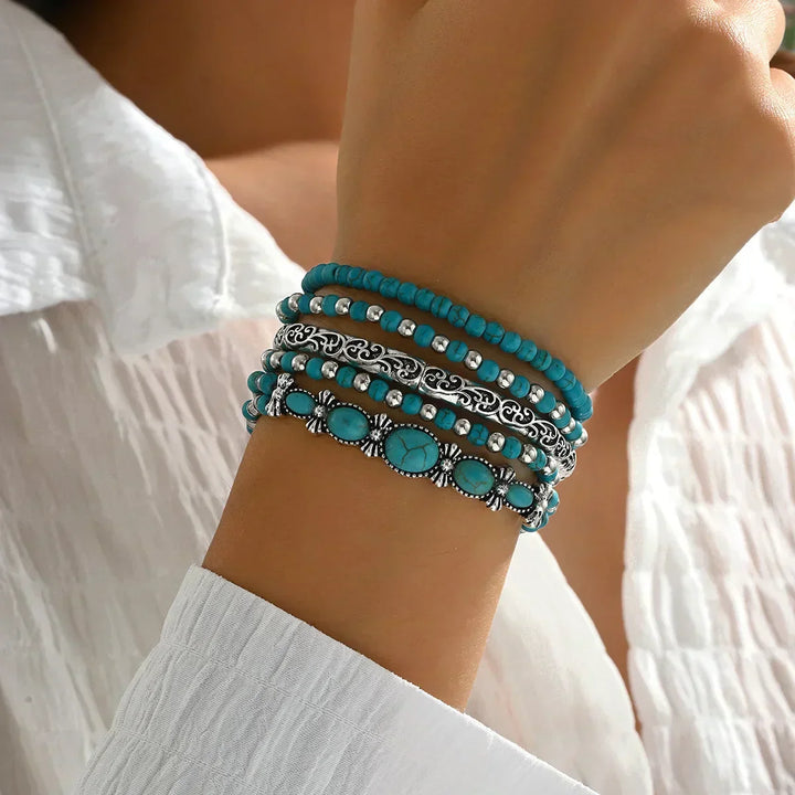 Bohemian-Inspired Turquoise Bead Bracelet Collection
