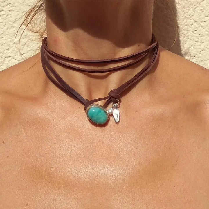 Retro Bohemian Turquoise Charm Necklace
