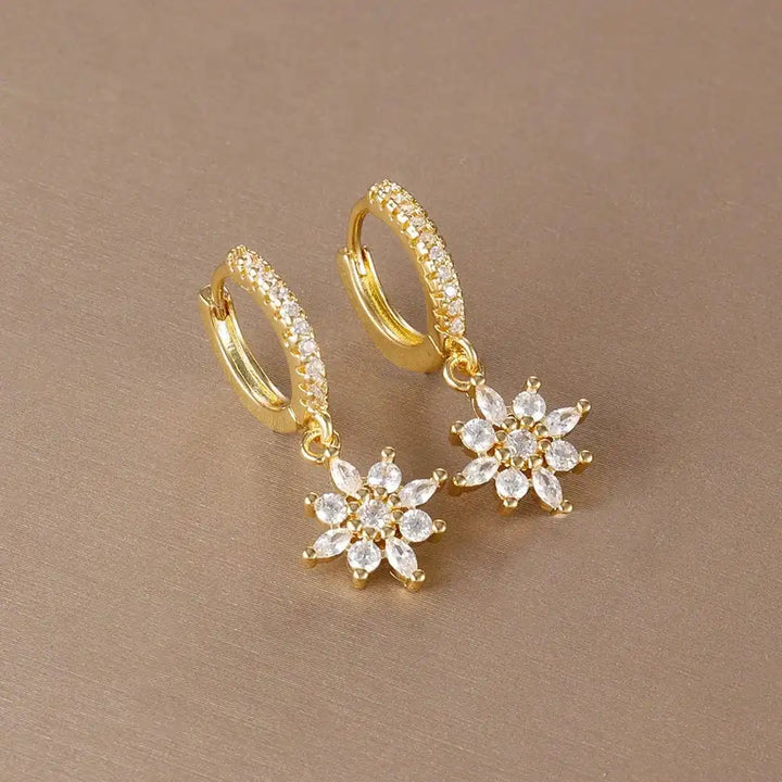 Timeless Crystal Snowflake Dangle Earrings