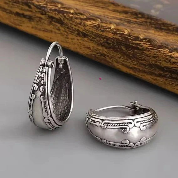 Antique Silver Mandala Earrings