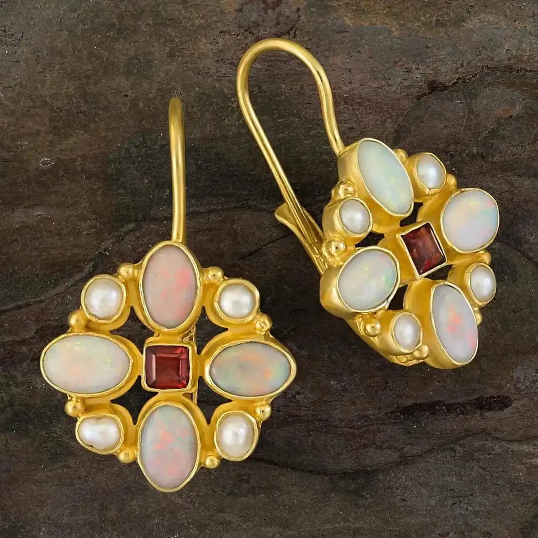 Retro Pearl Gemstone Earrings