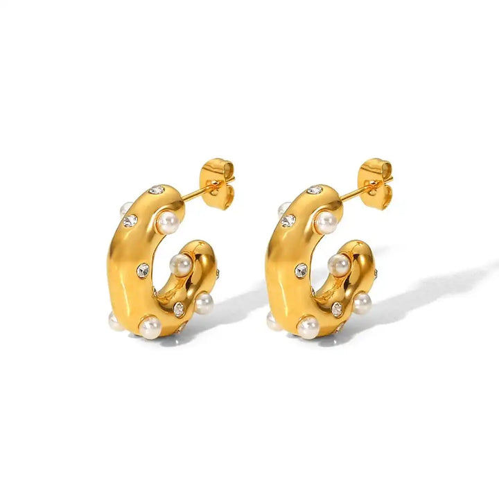 Glistening Gold Zircon Circle Hoop Earrings