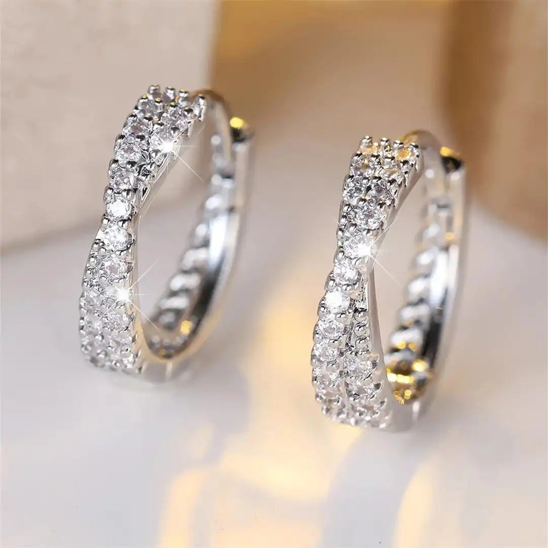 Retro Zirconia Hoop Earrings