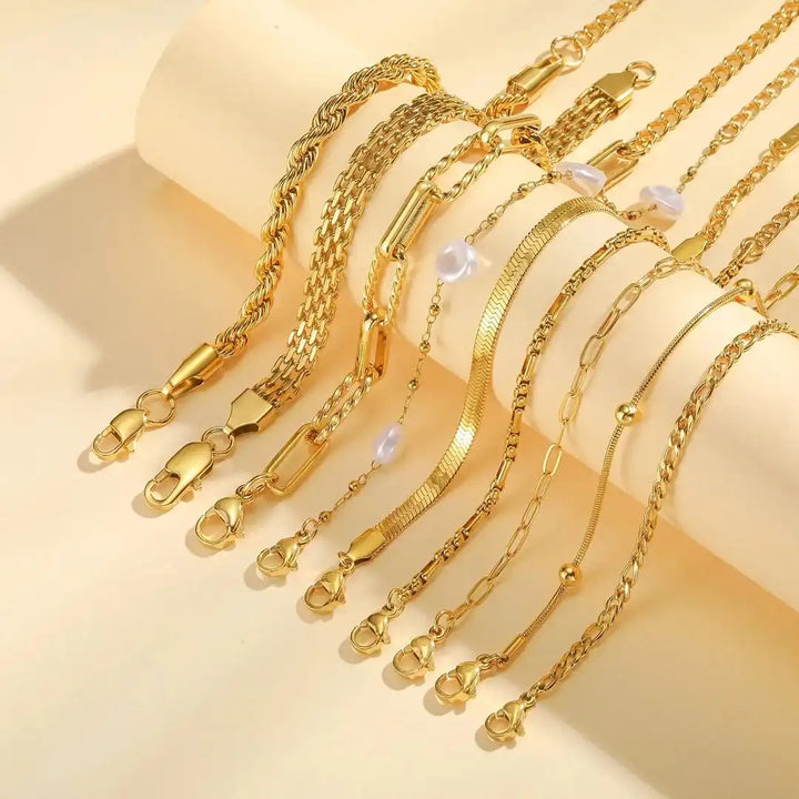Layered Golden Pearl Bracelet Set