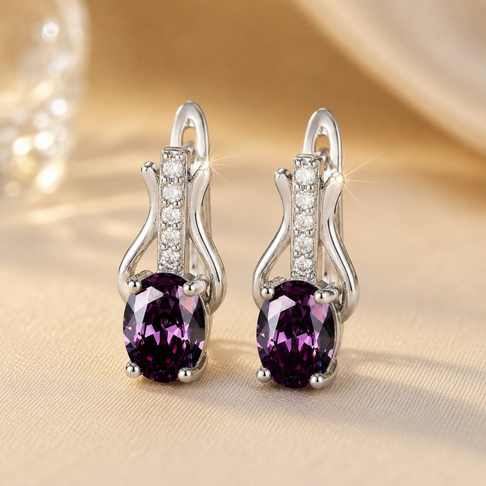 Amethyst Drop Earrings in Silver