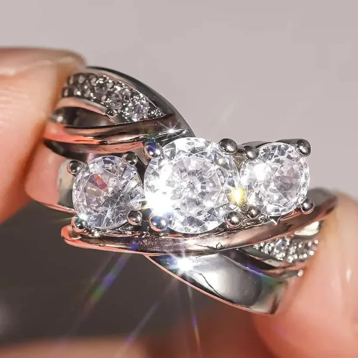 3D Gold and Silver Zirconia Ring