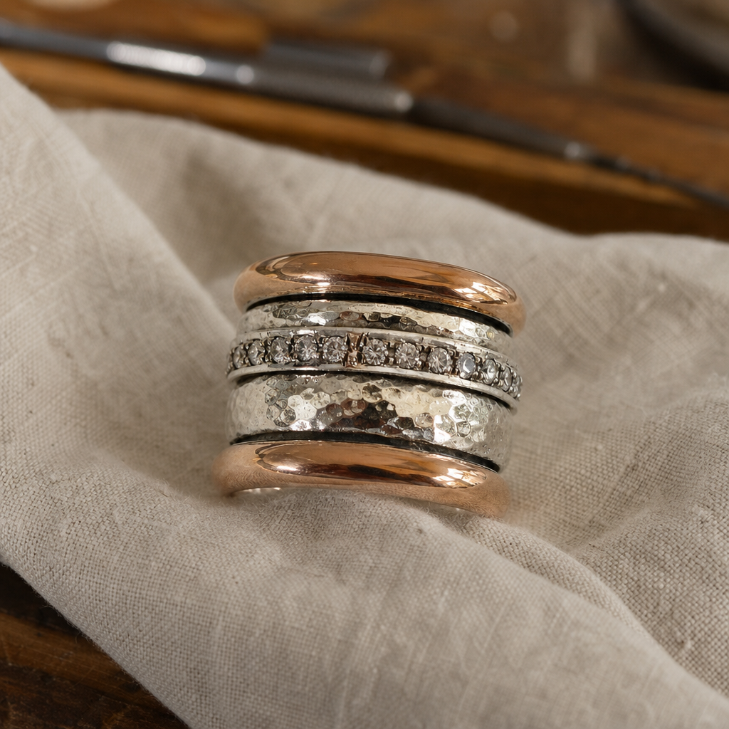 Antique Silver Gold Thick Ring
