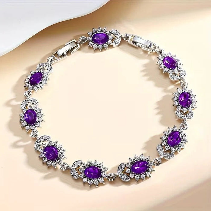 Amethyst Floral Silver Bracelet