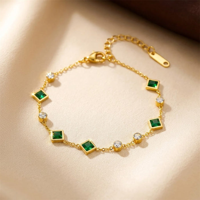 Emerald and Gold Station Bracelet