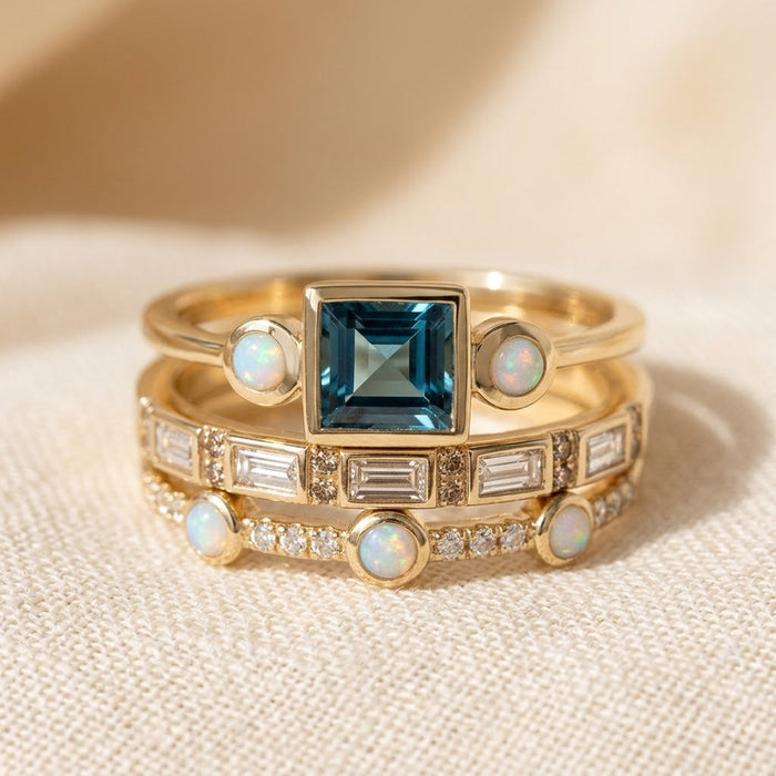 Geometric Stacked Gold Ring Collection