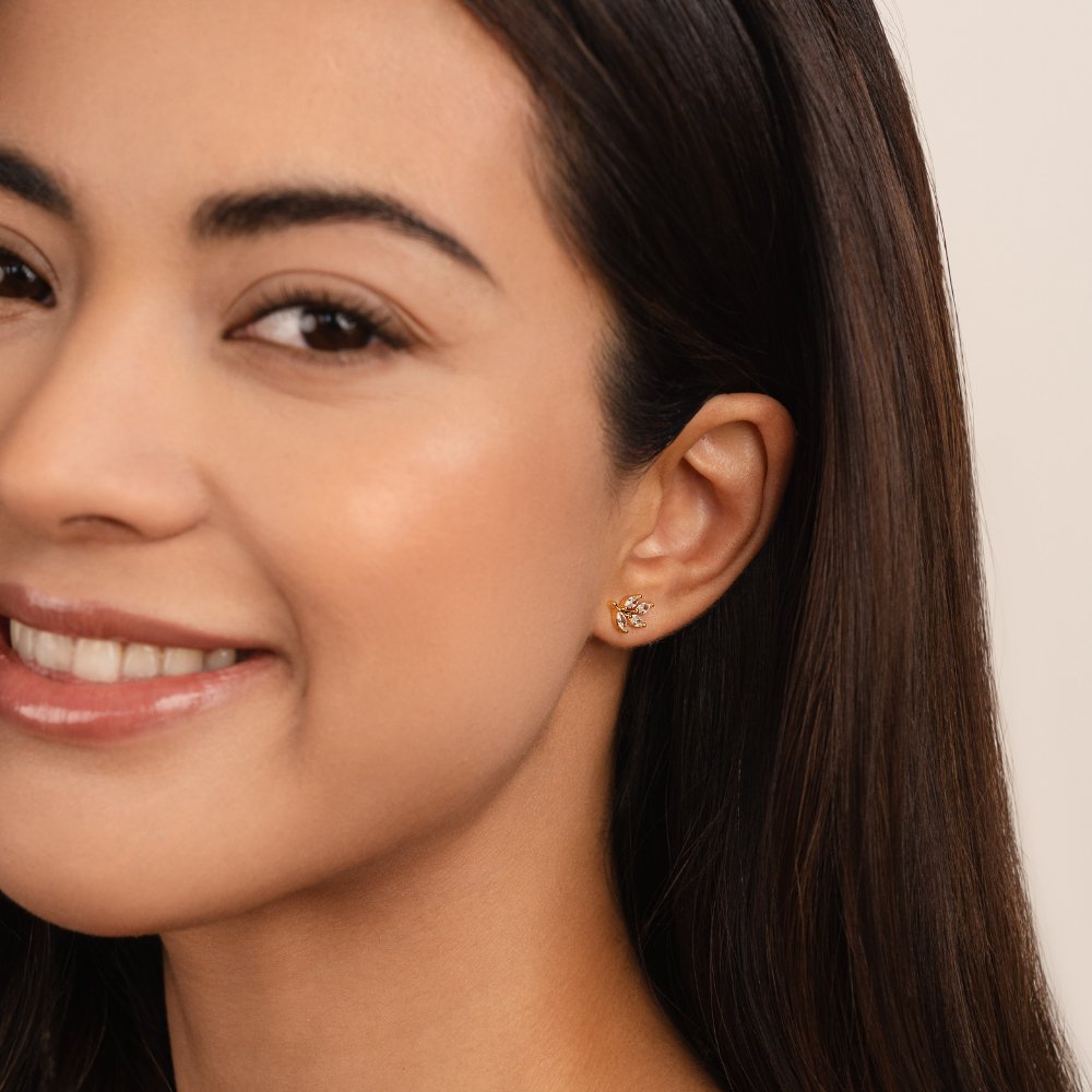 Elegant Crystal Leaf Earrings