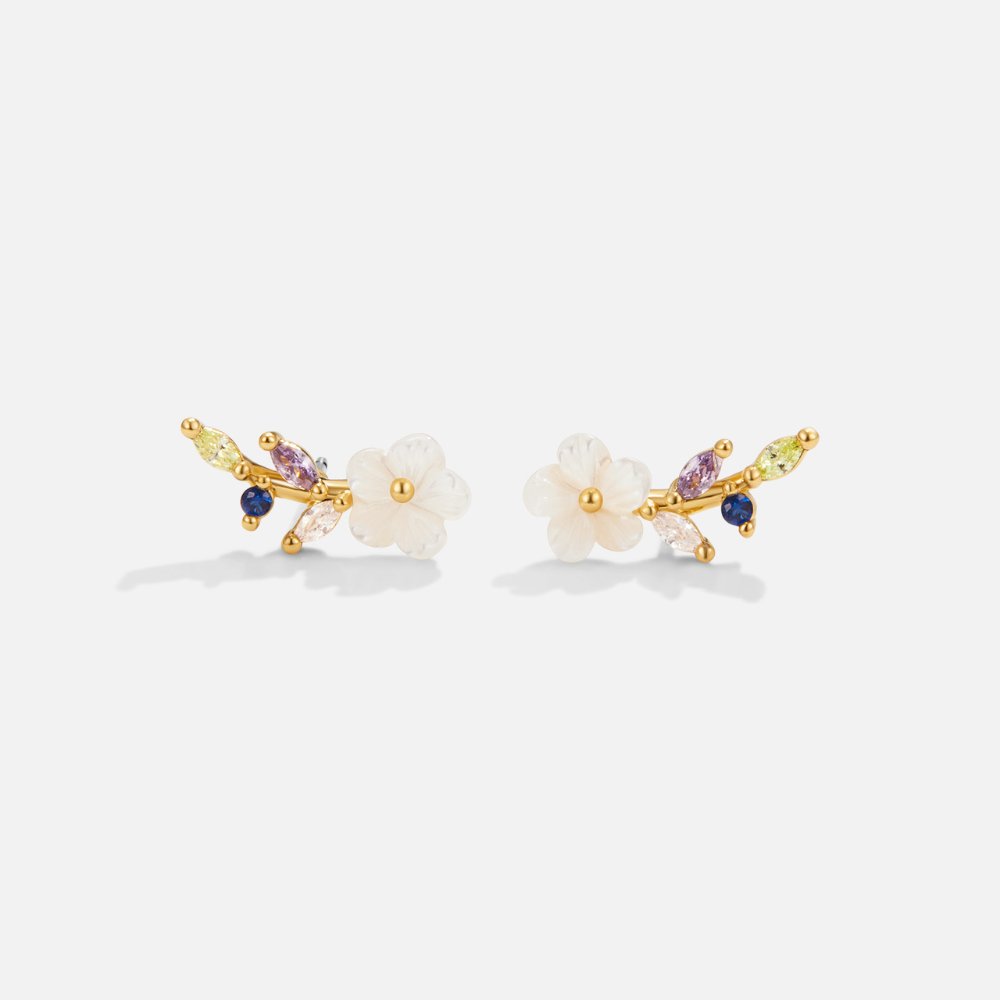 White Blossom Crystal Earrings