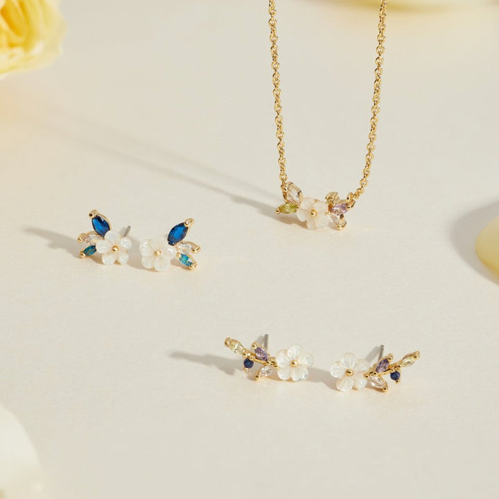 White Blossom Crystal Earrings