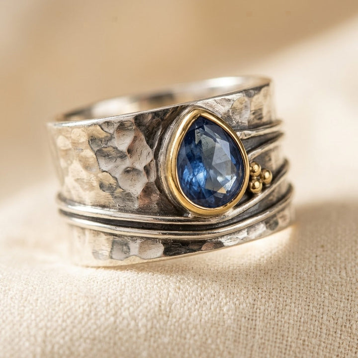 Silver and Gold Accent Ring with Bezel Design
