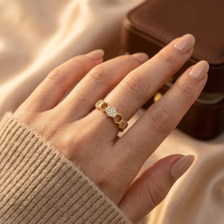 Gold Geometric Open Band Ring