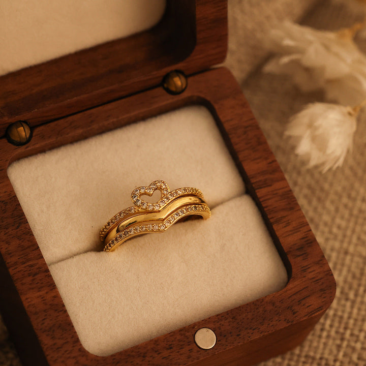 Radiant Heart Wishbone Stacking Rings