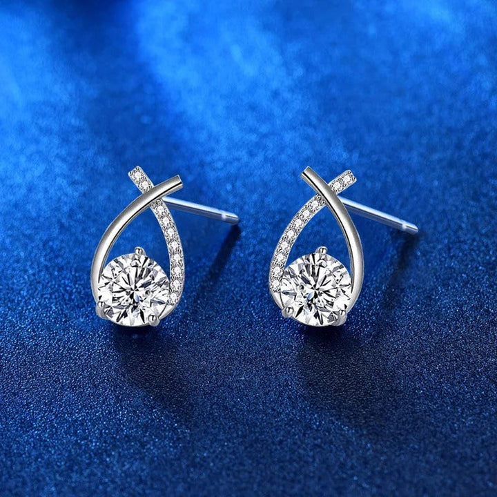 Elegant Twisted Teardrop Cubic Zirconia Stud Earrings