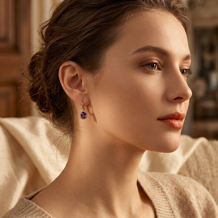 Amethyst Crown Earrings in Gold