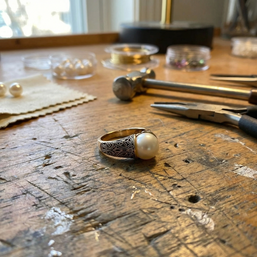 Vintage Pearl and Gold Ring