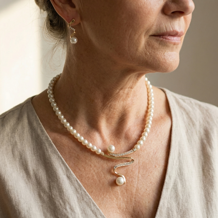 Genuine Pearl Necklace and Earring Set