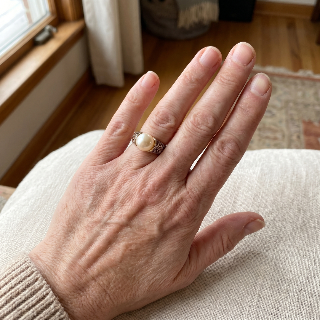 Antique Golden Ring with Pearl Accent