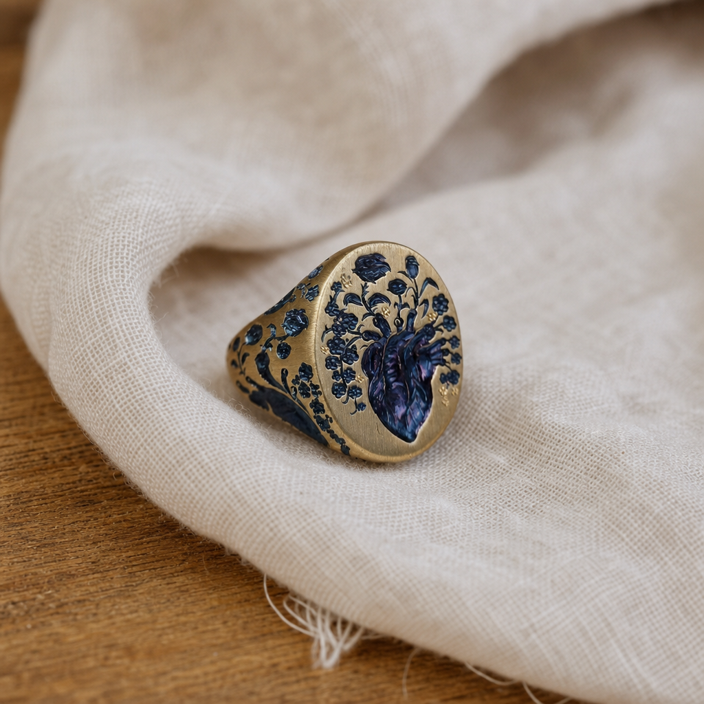 Blue Blossom Vintage Gold Ring
