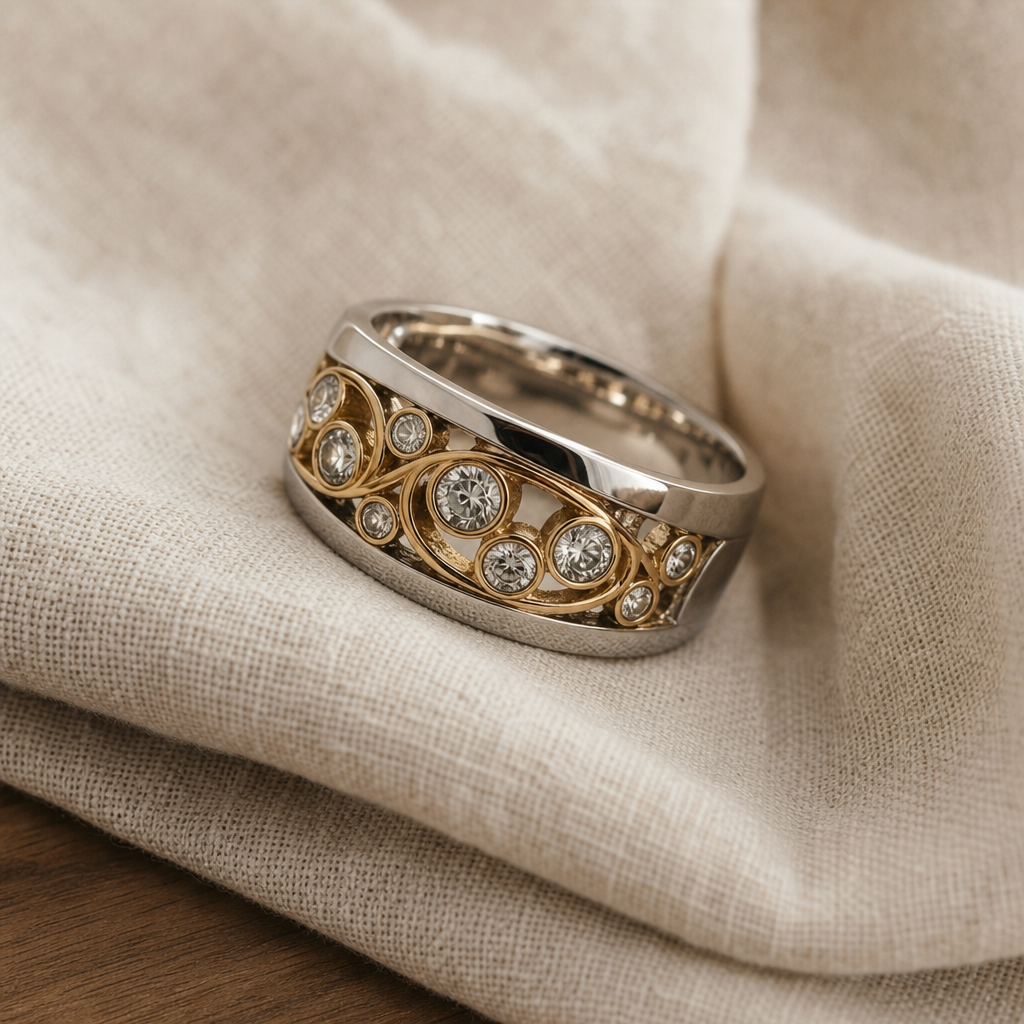 Graceful Gold Silver Ivy Zirconia Ring