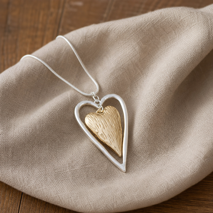 Majestic Gold Silver Heart Necklace