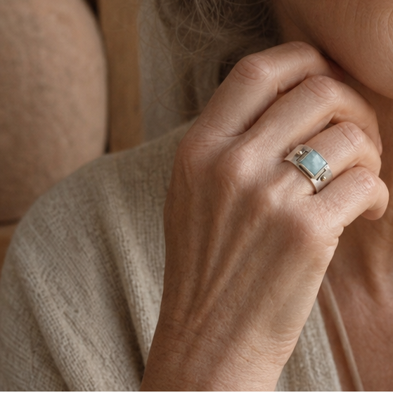 Majestic Green Square Moonstone Ring