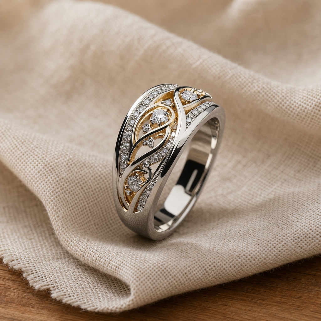 Hollow Gold Silvered Ring
