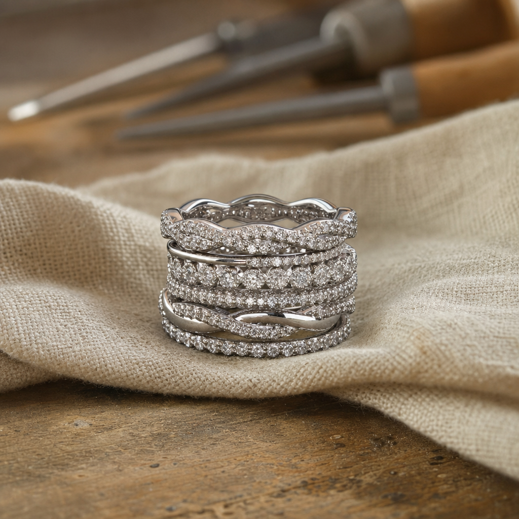 Graceful Layered Zirconia Silver Ring