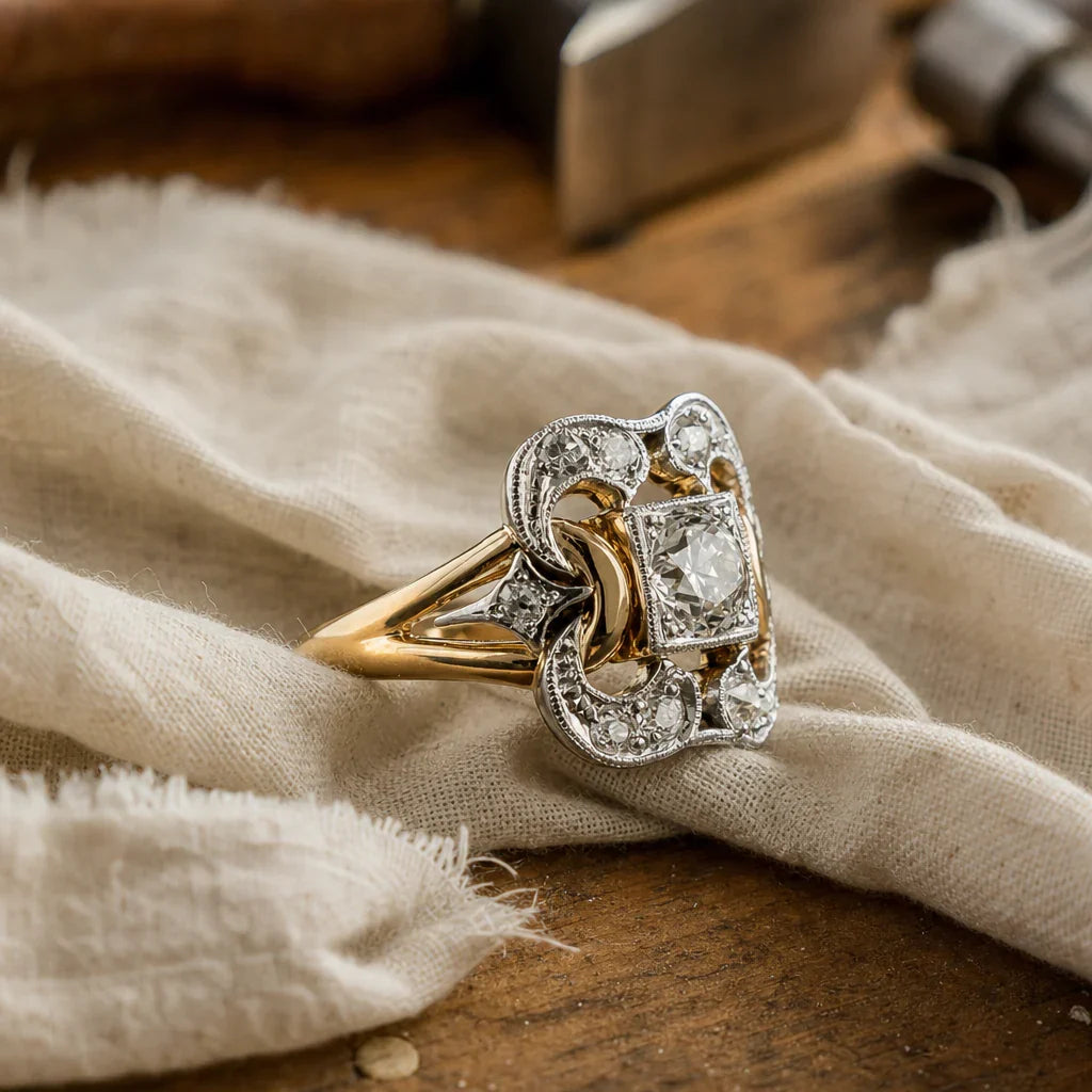 Polished Zirconia Gold Ring