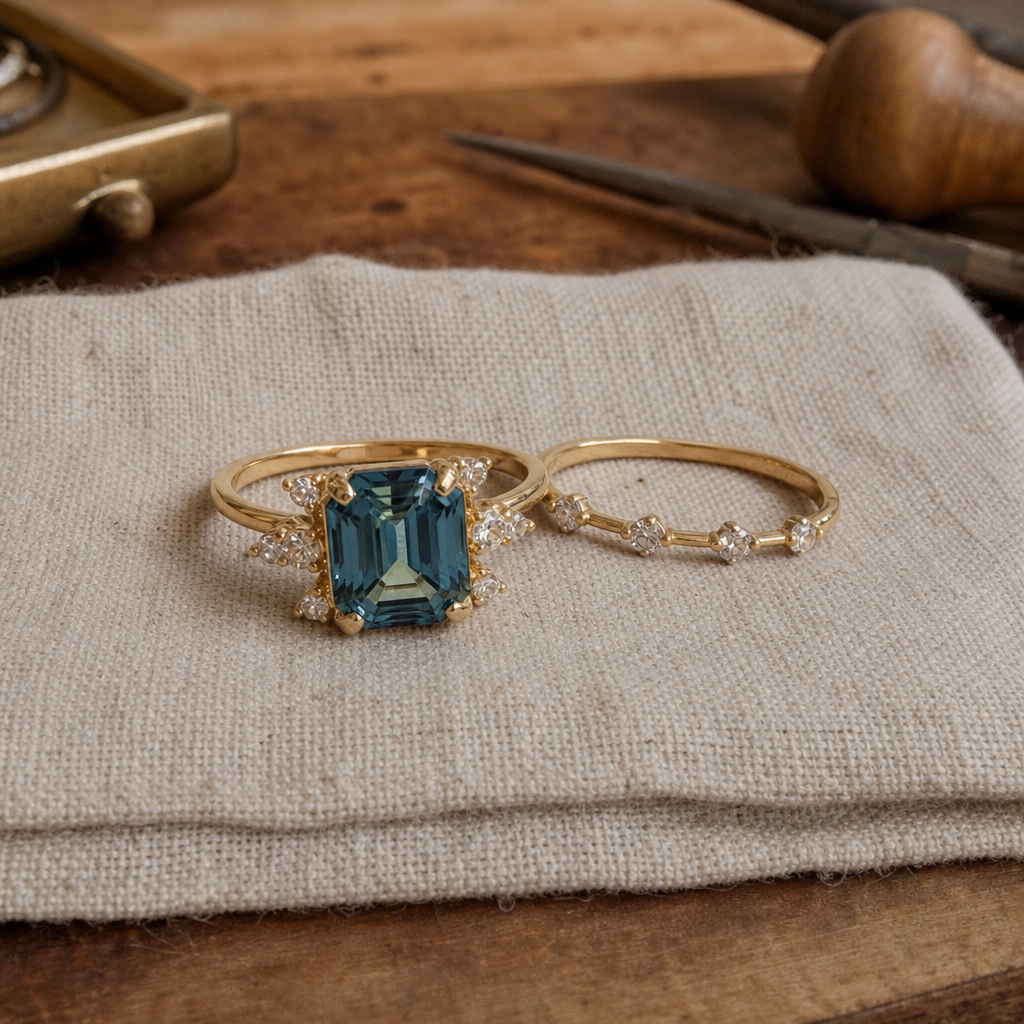 Crystal Blue Shine Ring Set