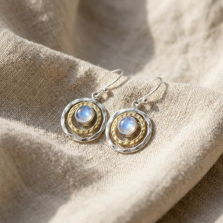 Lunar-Inspired Oval Drop Earrings