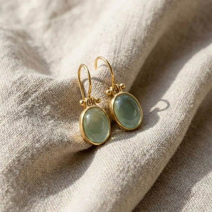 Retro Green Moonstone Earrings