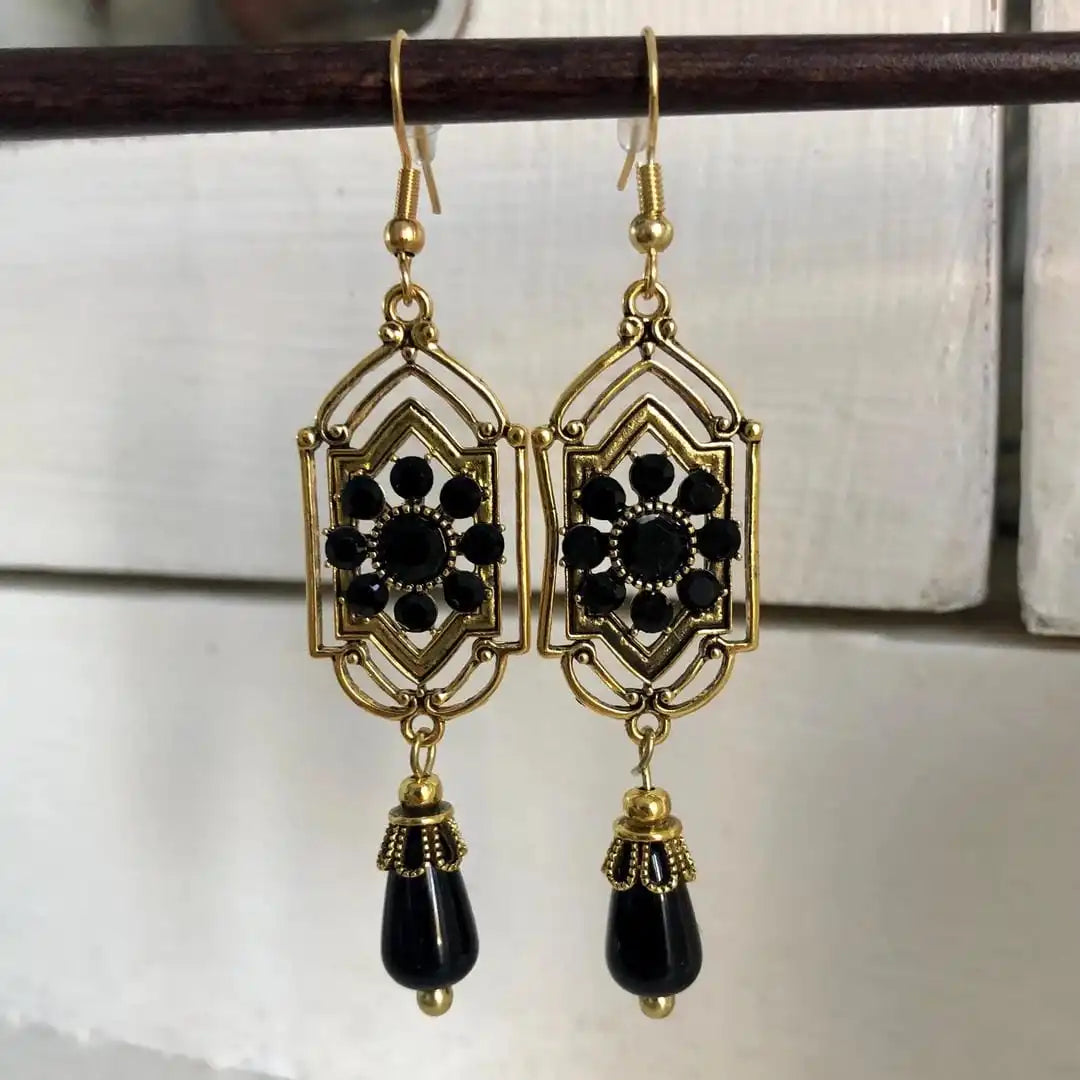 Obsidian Gemstone Dangle Earrings
