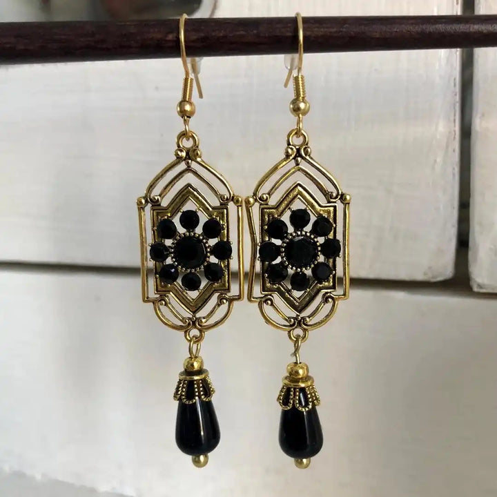 Obsidian Gemstone Dangle Earrings