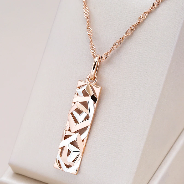 Sophisticated Gold Rectangular Pendant Necklace