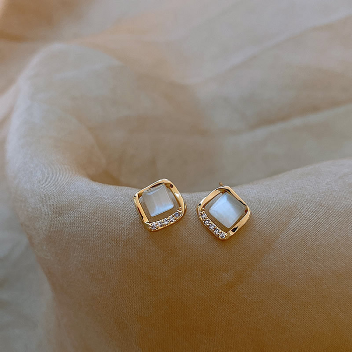 Sophisticated Gold Moon Crystal Earrings