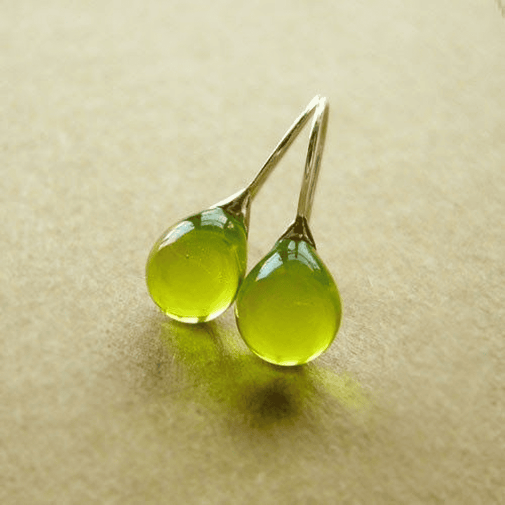 Retro Olive Teardrop Crystal Earrings