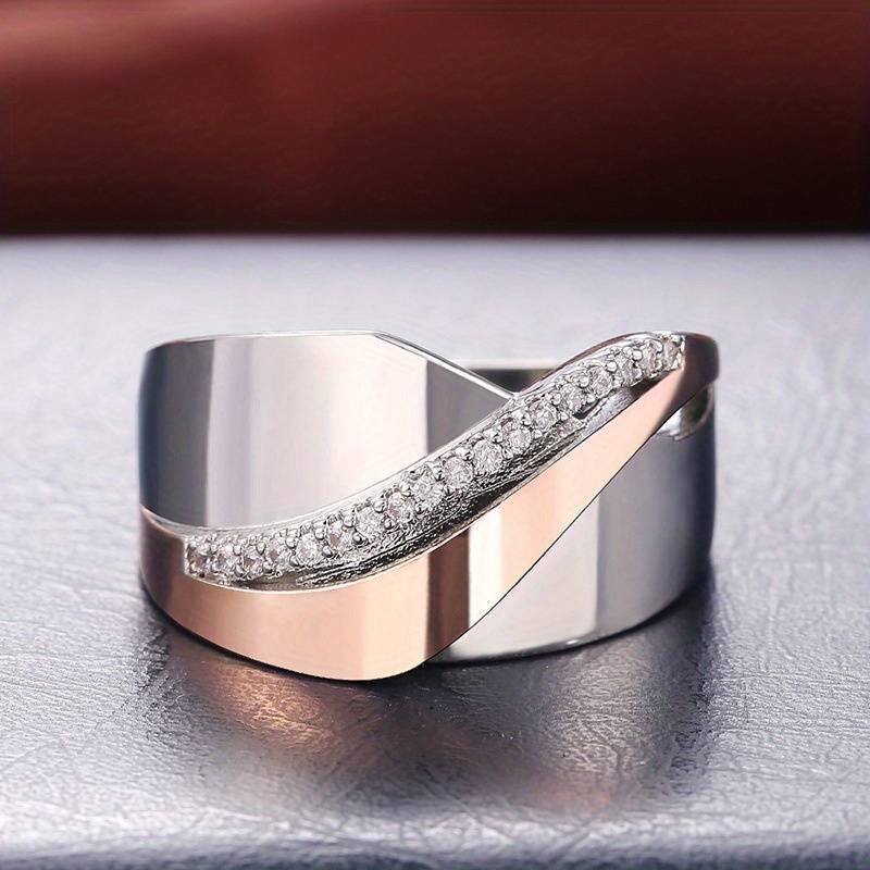 Vintage Rose Gold Silver Zirconia Ring